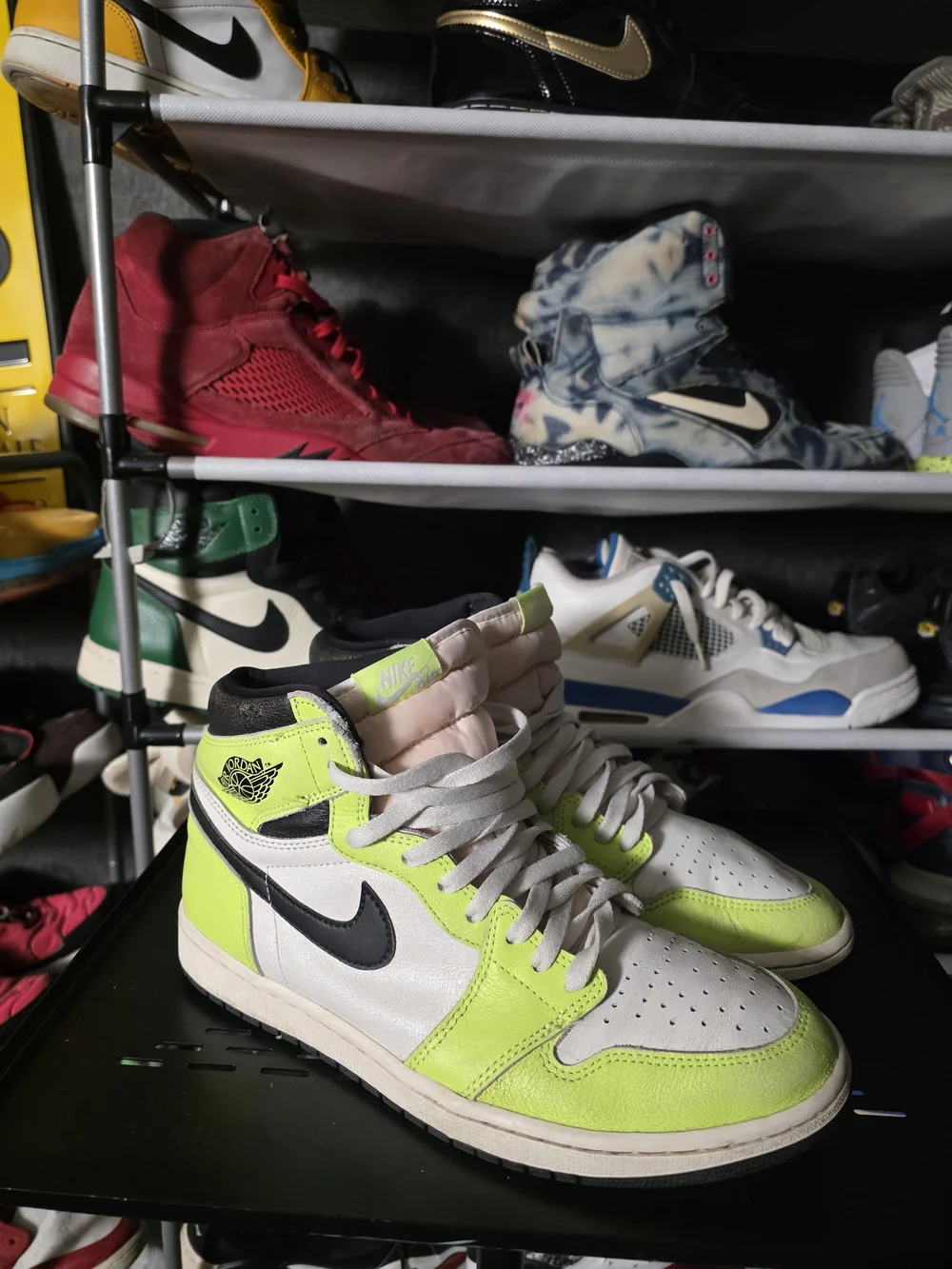🔥 Nike Air Jordan 1 High Neon Green/Black/White Visionaire Men Size 10.5